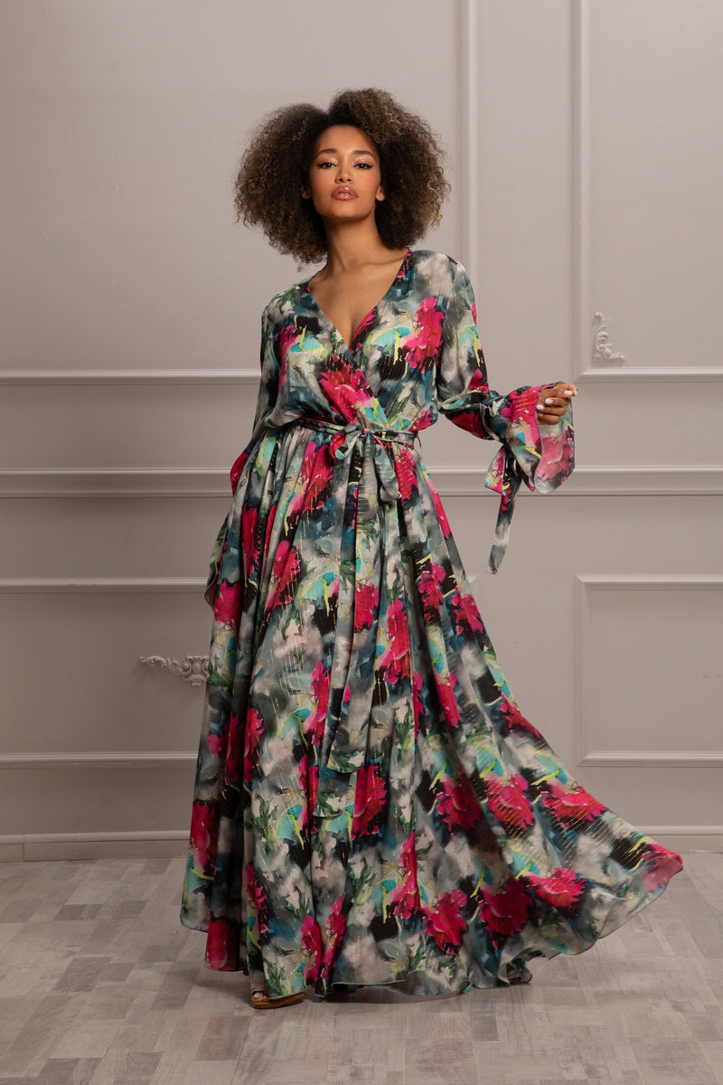cotton silk maxi dress KAITI Silk/Cotton Maxi Dress in Bermuda Sea