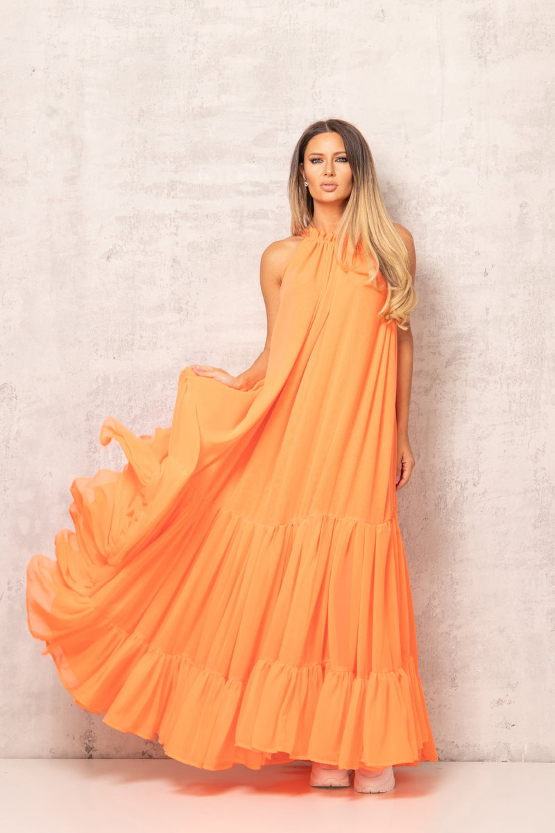 Pastel Orange Floor Length Dress – Astraea