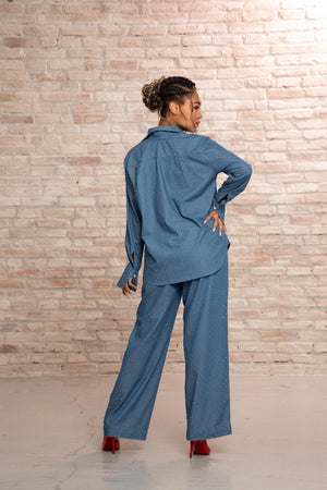 SHINY SHIRT & PANTS SET