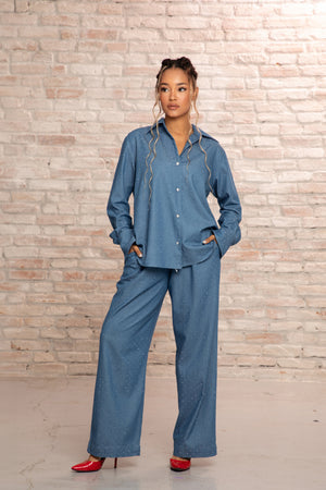 SHINY SHIRT & PANTS SET