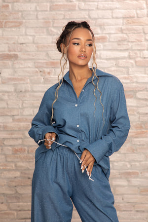 SHINY SHIRT & PANTS SET