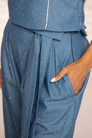 PAPER BAG BELTED PANTS