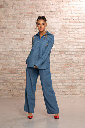 SHINY SHIRT & PANTS SET