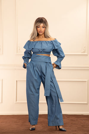 PAPER BAG BELTED PANTS