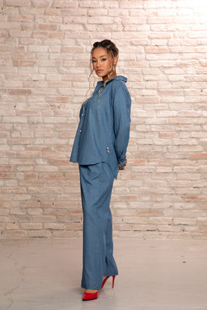 SHINY SHIRT & PANTS SET