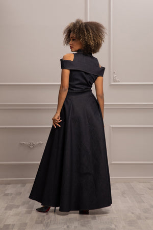 OPEN SHOULDERS DENIM DRESS – Astraea