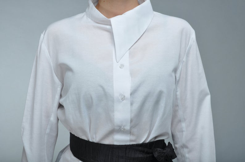 Asymmetric Collar Shirt - Astraea