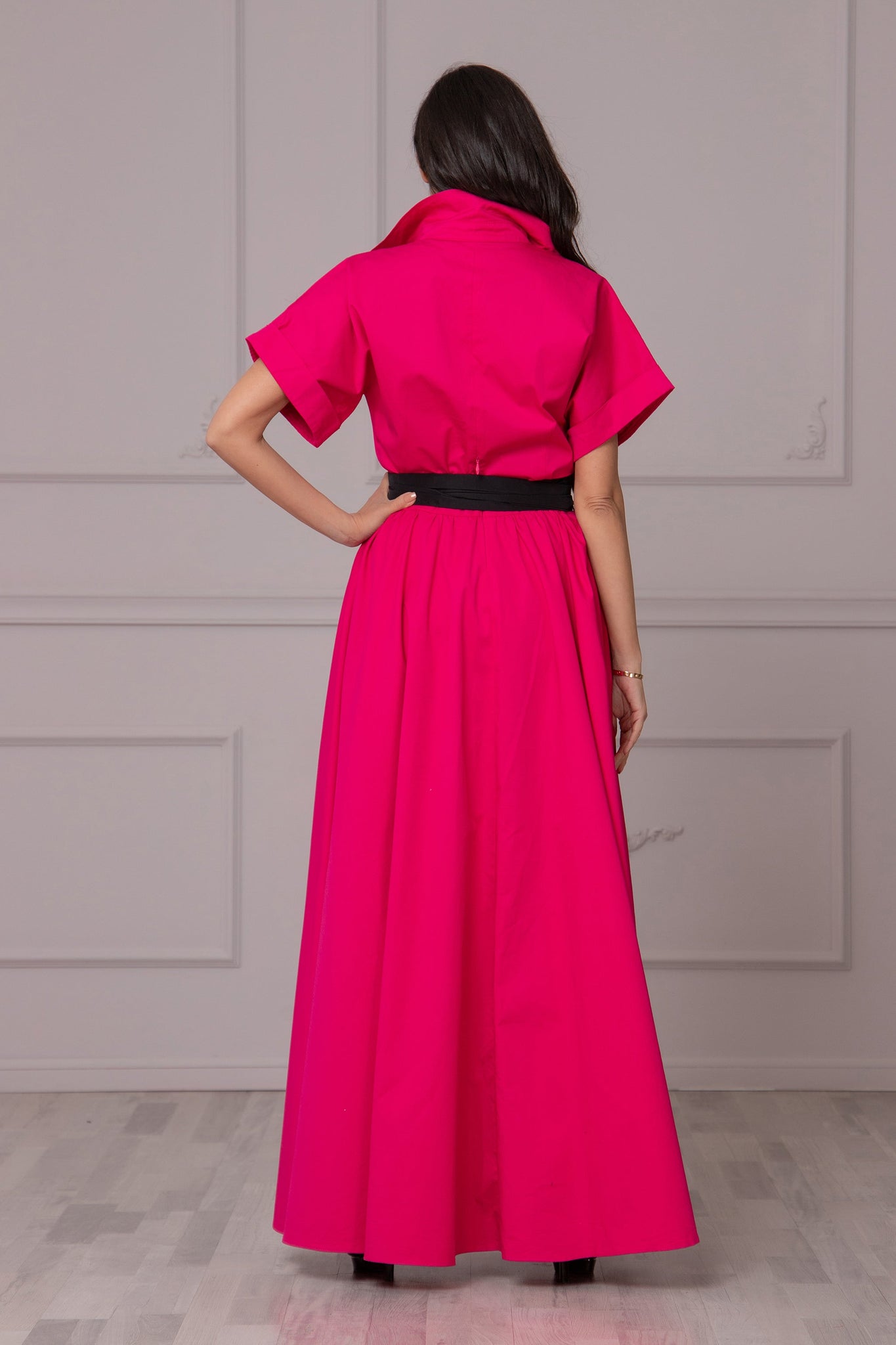 Belted Bright Pink Dress - Astraea