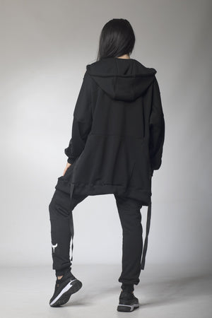 Black Oversized Jacket and Pants Set - Astraea