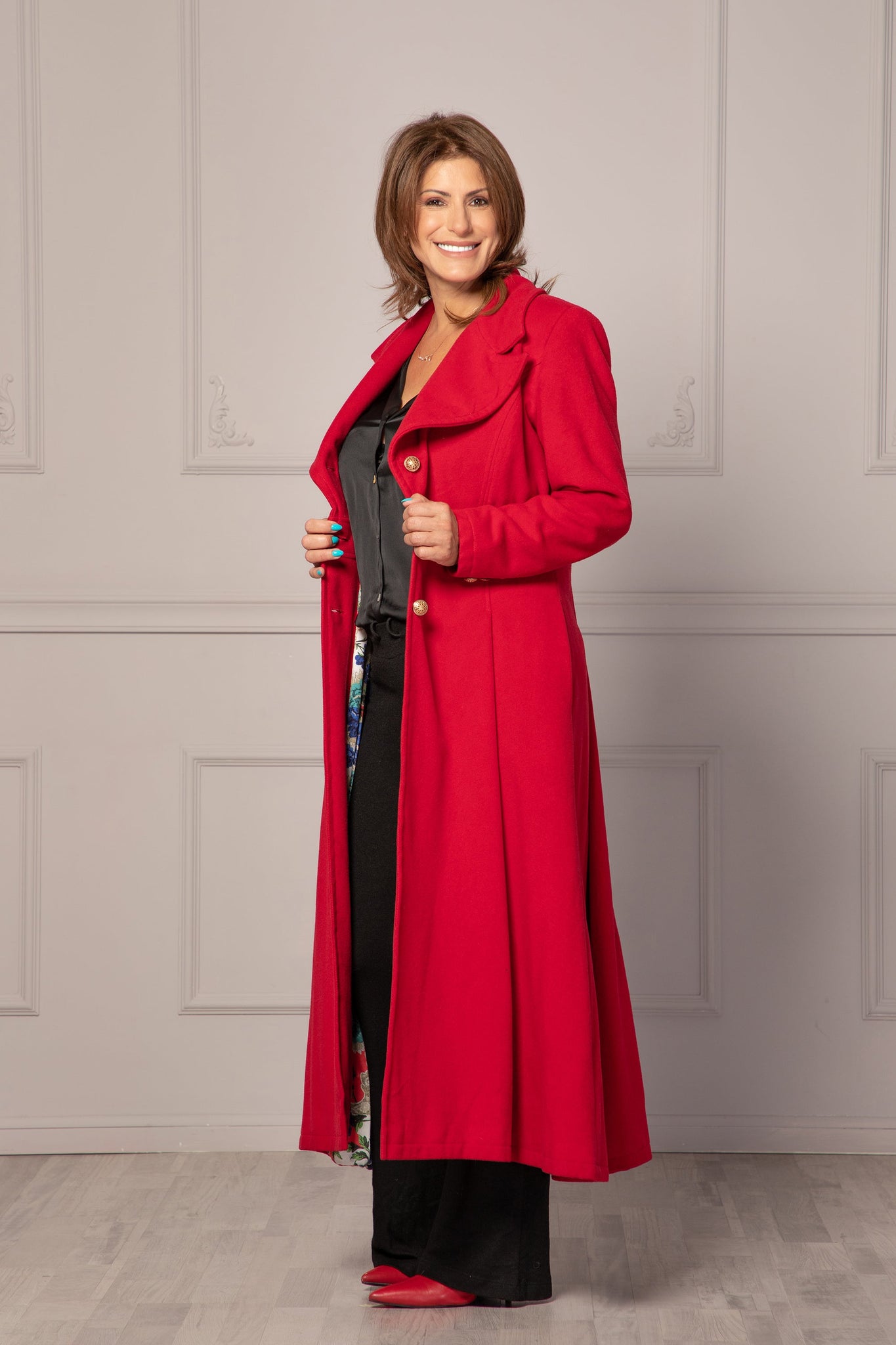 BRIGHT RED MAXI COAT - Astraea