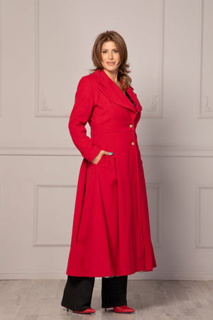 BRIGHT RED MAXI COAT - Astraea