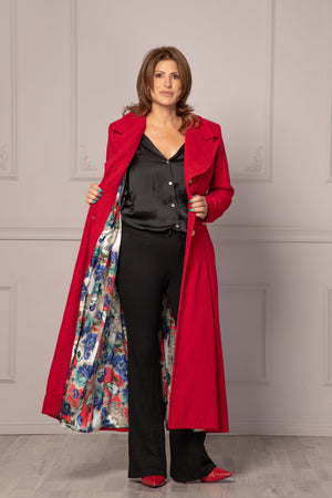 BRIGHT RED MAXI COAT - Astraea