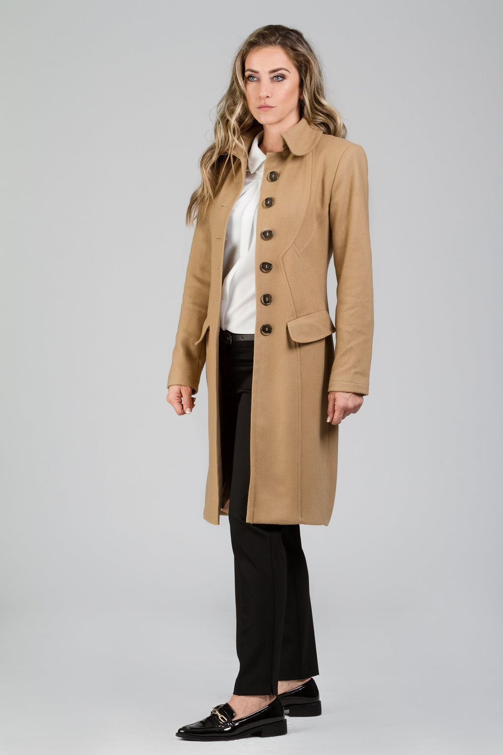 Cashmere Wool Midi Coat - Astraea