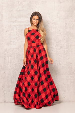 Checkered Maxi Dress - Astraea
