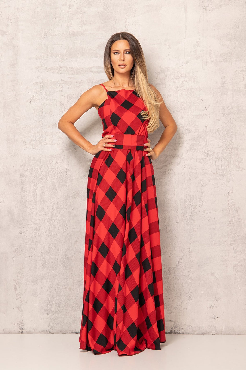 Checkered Maxi Dress - Astraea