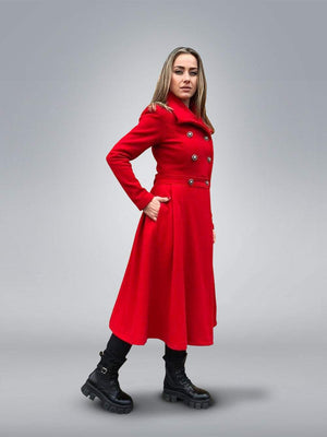 Double Breasted Red Coat - Astraea