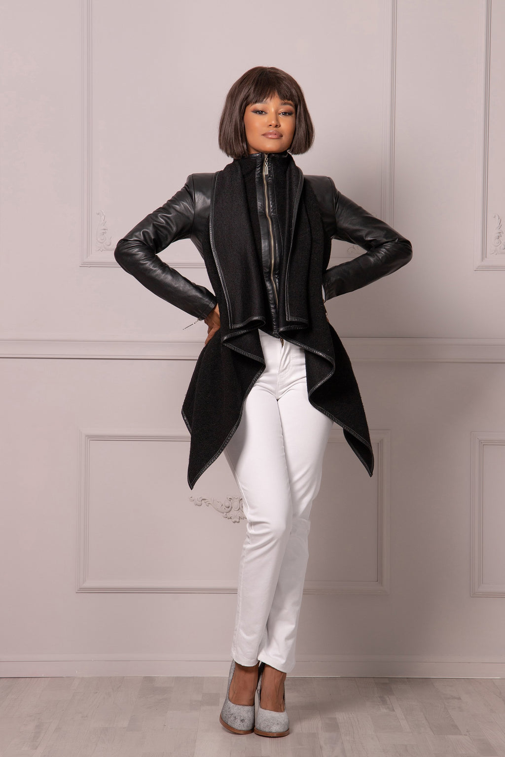 ECO LEATHER ASYMMETRIC JACKET - Astraea