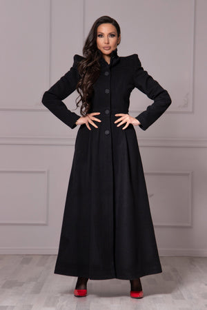 FLOOR LENGTH RED-LINED COAT Astraea FLOOR LENGTH RED-LINED COAT Astraea