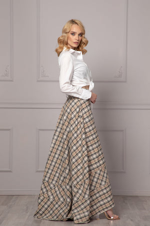 GINGHAM HIGH WAIST SKIRT - Astraea