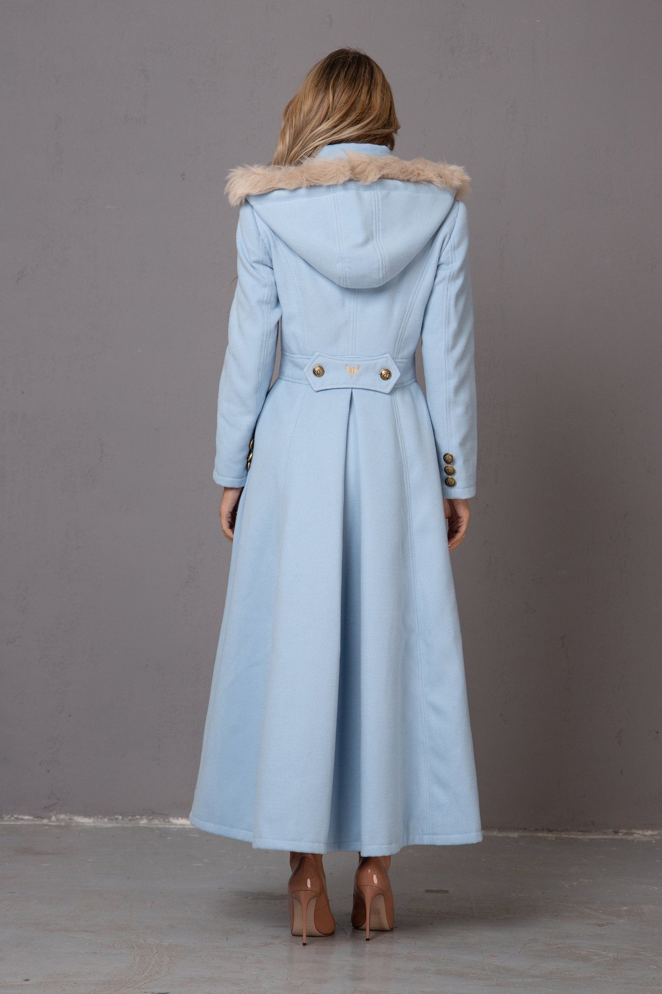 HOODED LIGHT BLUE COAT - Astraea