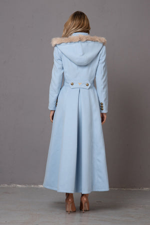 HOODED LIGHT BLUE COAT - Astraea