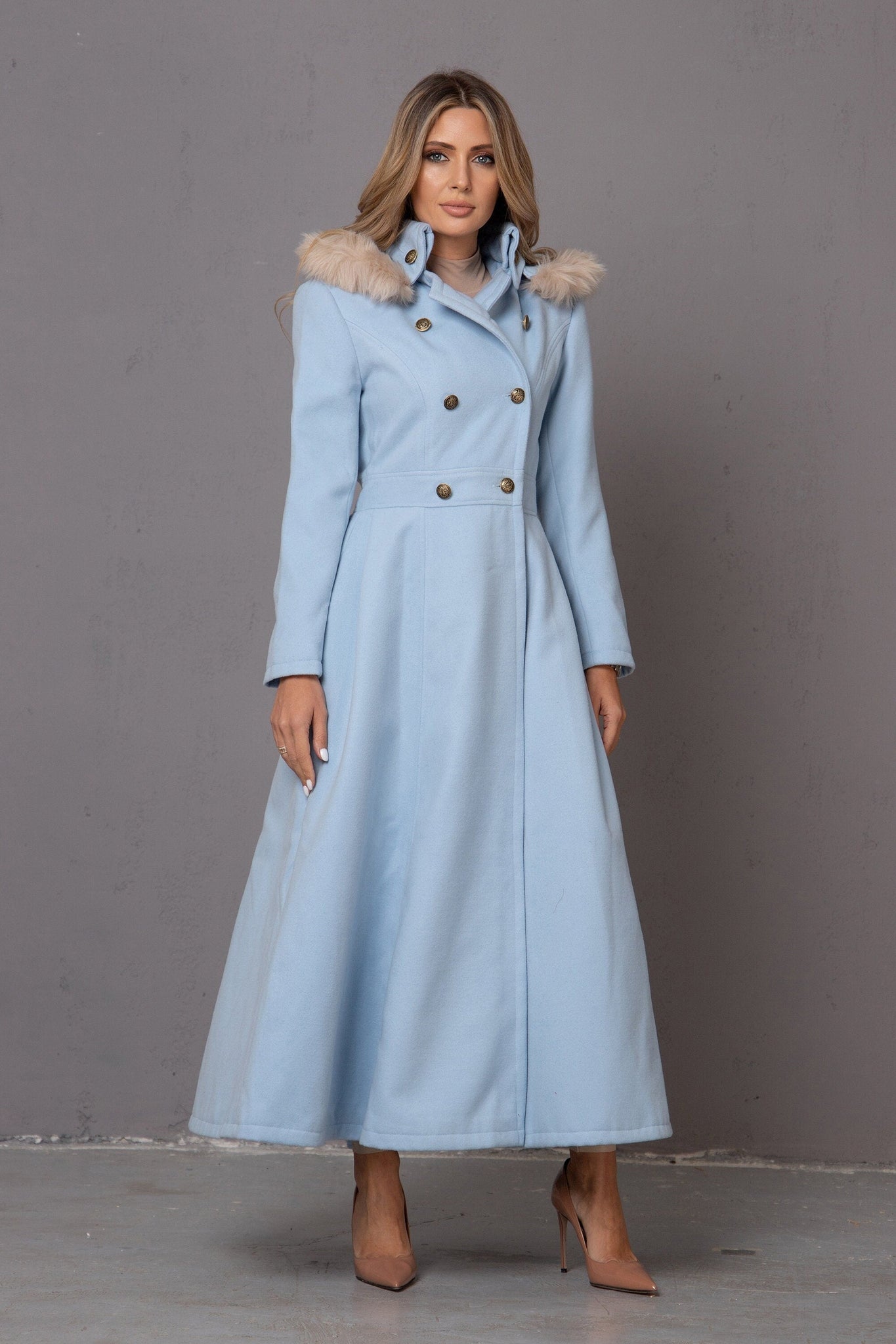 HOODED LIGHT BLUE COAT - Astraea