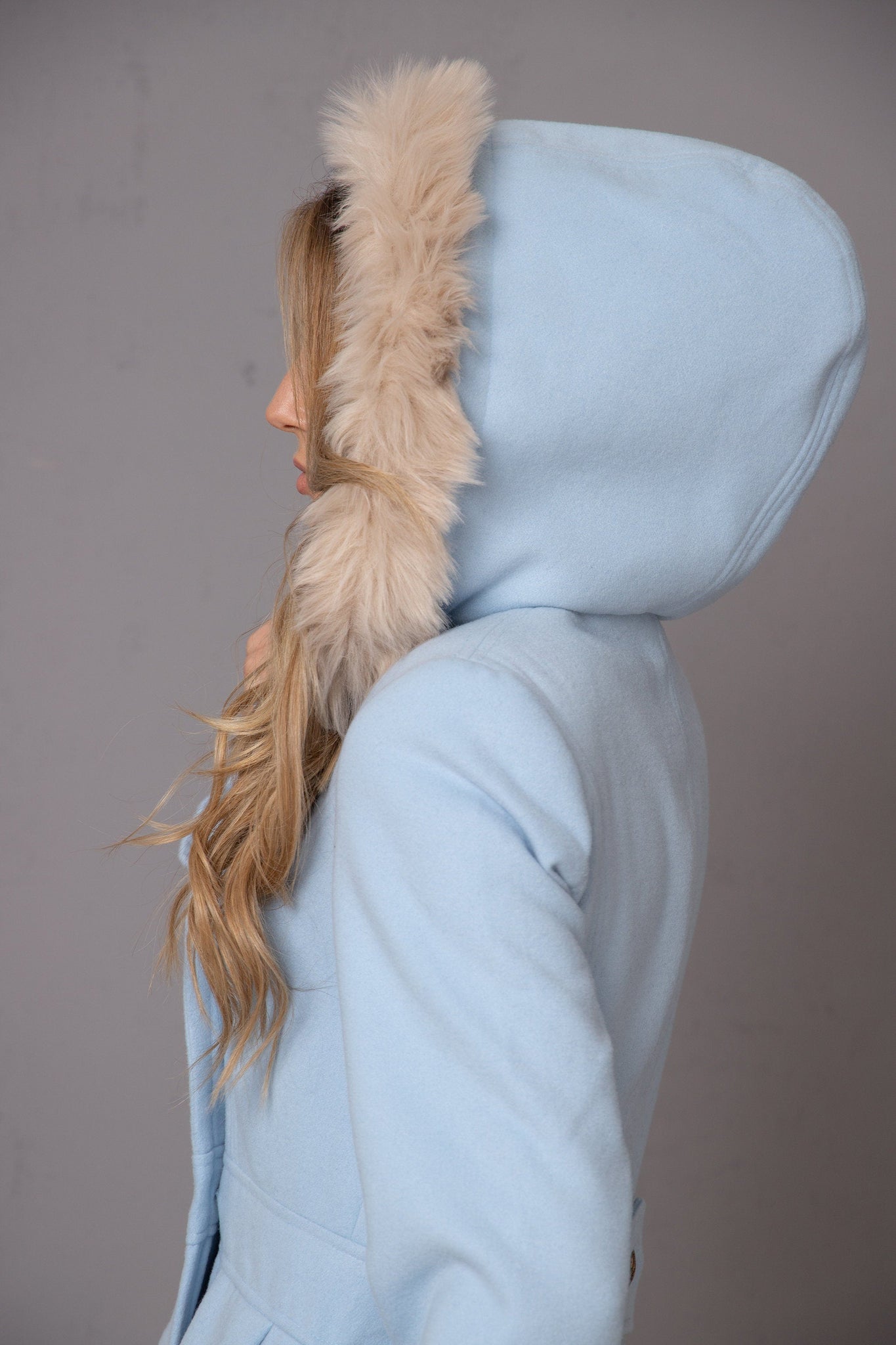 HOODED LIGHT BLUE COAT - Astraea