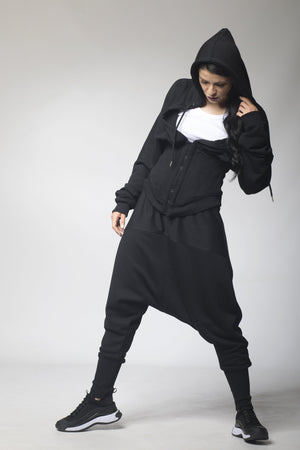 Hoodie and Drop Crotch Pants Set - Astraea