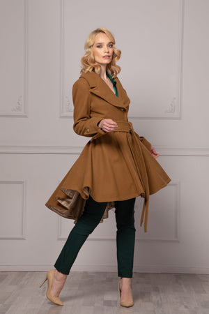 KHAKI SKIRT COAT - Astraea