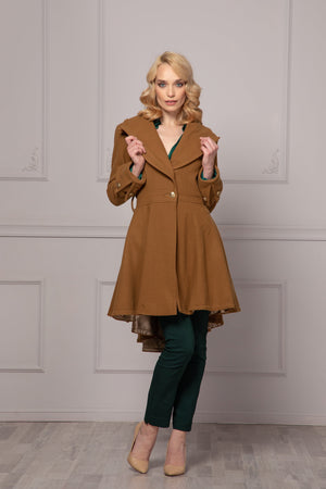 KHAKI SKIRT COAT - Astraea