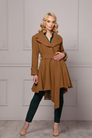 KHAKI SKIRT COAT - Astraea