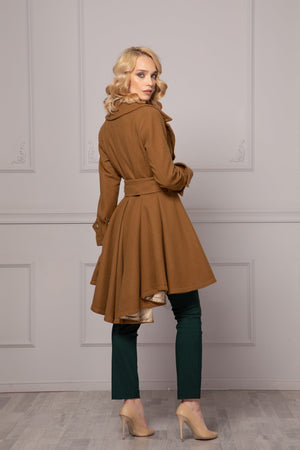 KHAKI SKIRT COAT - Astraea