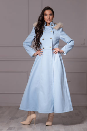 LIGHT BLUE HOODIE COAT - Astraea