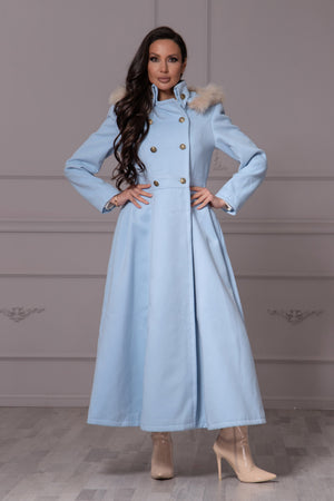 LIGHT BLUE HOODIE COAT - Astraea