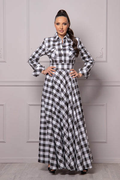 plaid maxi dress long sleeve KJP Women's Maple Lake Trail Flannel Belted 6 Fun and stylish casual plaid dress with adjustable long sleeves Long Sleeve Plaid Maxi Dresses