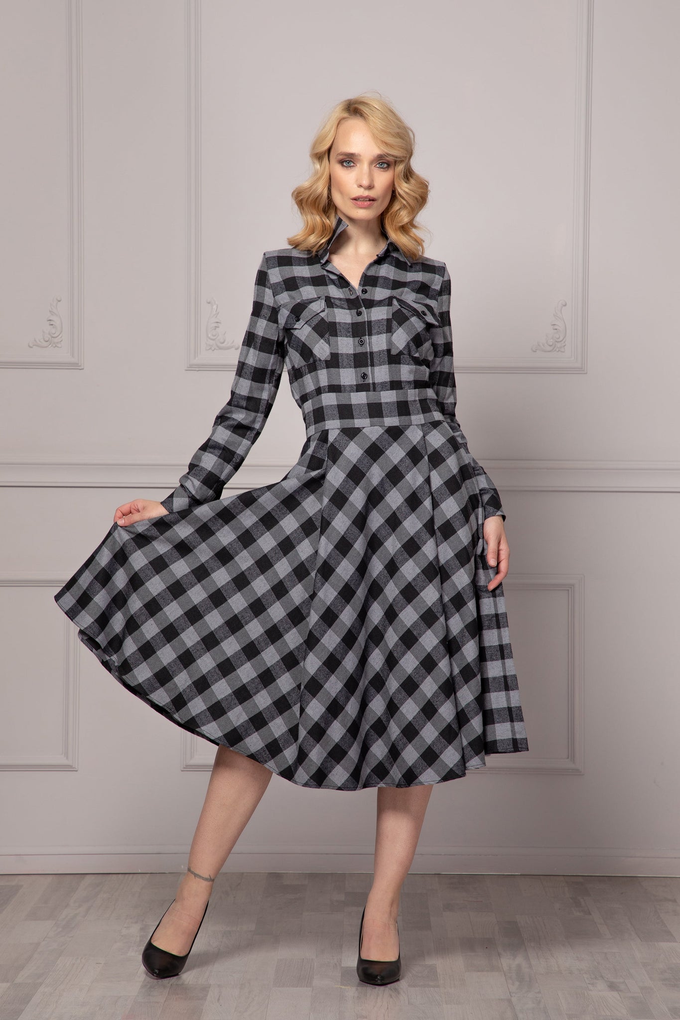 MIDI CHECKERED DRESS - Astraea