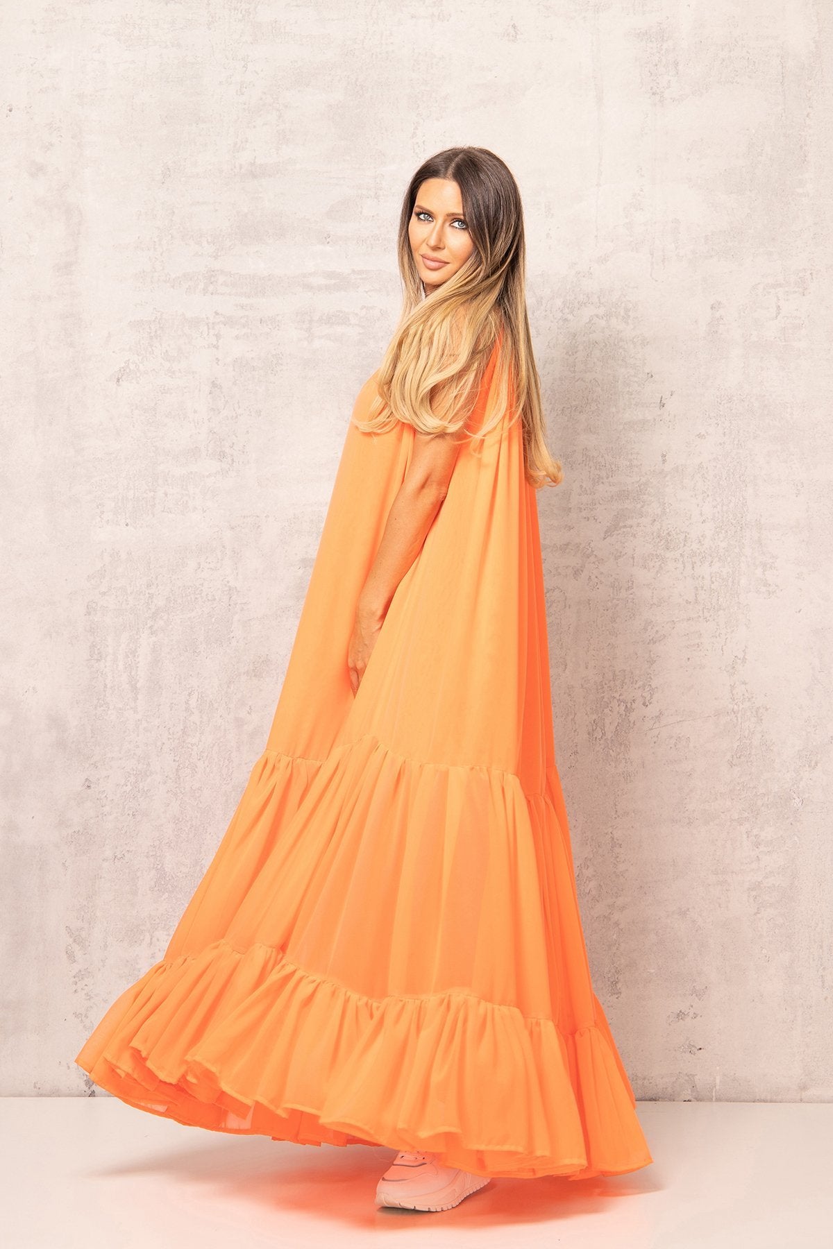 Pastel Orange Floor Length Dress Astraea Pastel Orange Floor Length Dress Astraea