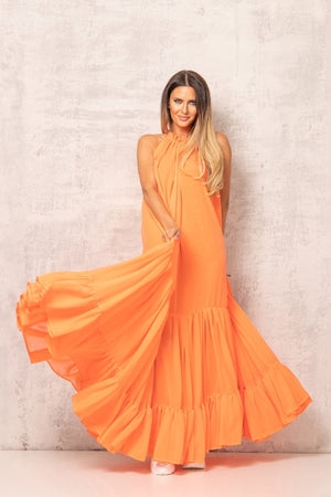 Pastel Orange Floor Length Dress - Astraea