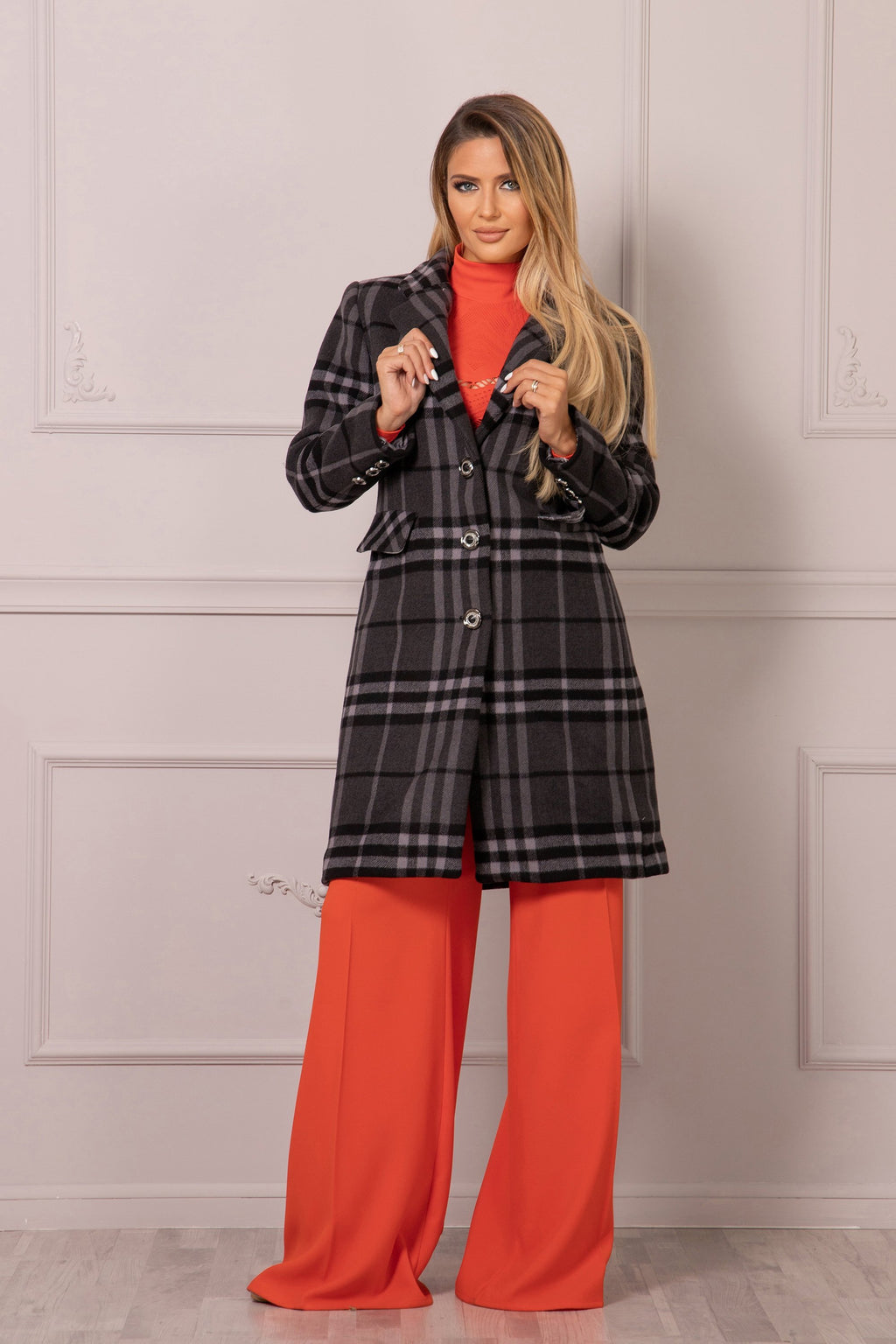 PLAID WOOL COAT - Astraea