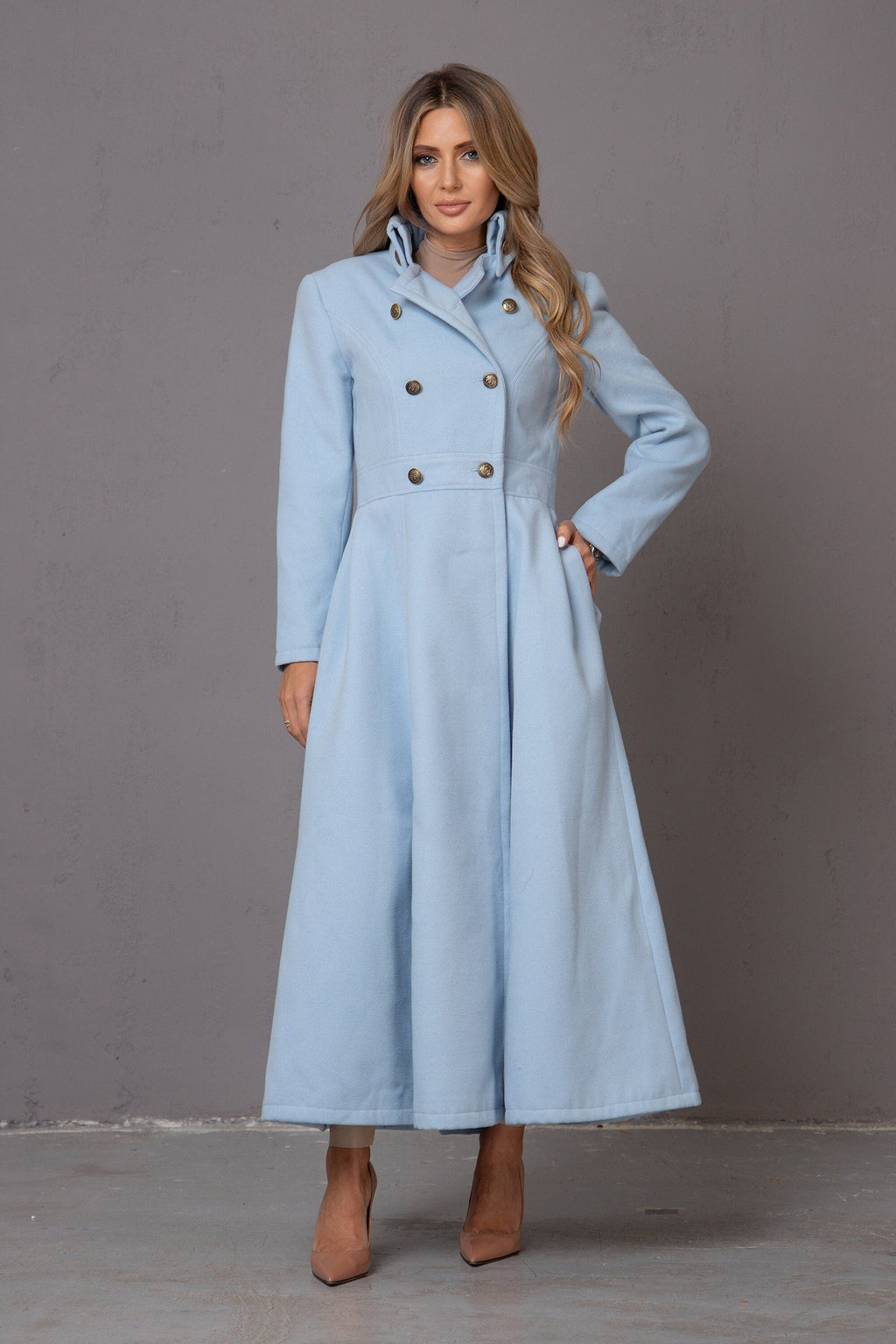 SKIRTED HIGH COLLARED COAT - Astraea