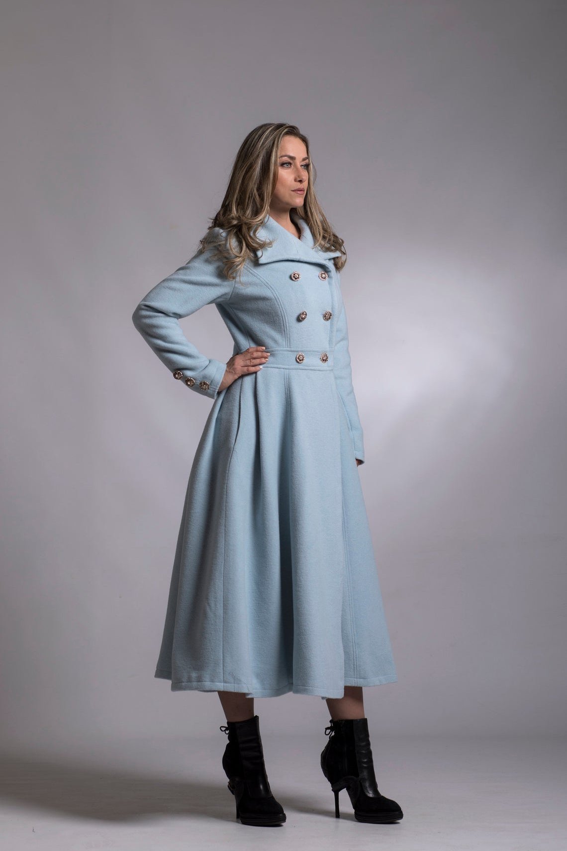 Sky Blue Cashmere Coat Astraea Sky Blue Cashmere Coat Astraea